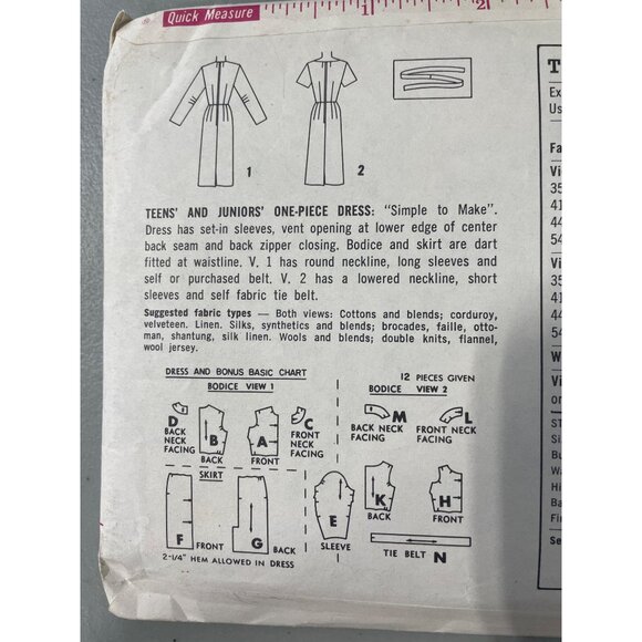 Simplicity 4602 Sewing Pattern Size 13 Junior One Piece Sheath Dress Vintage CUT - Picture 4 of 7